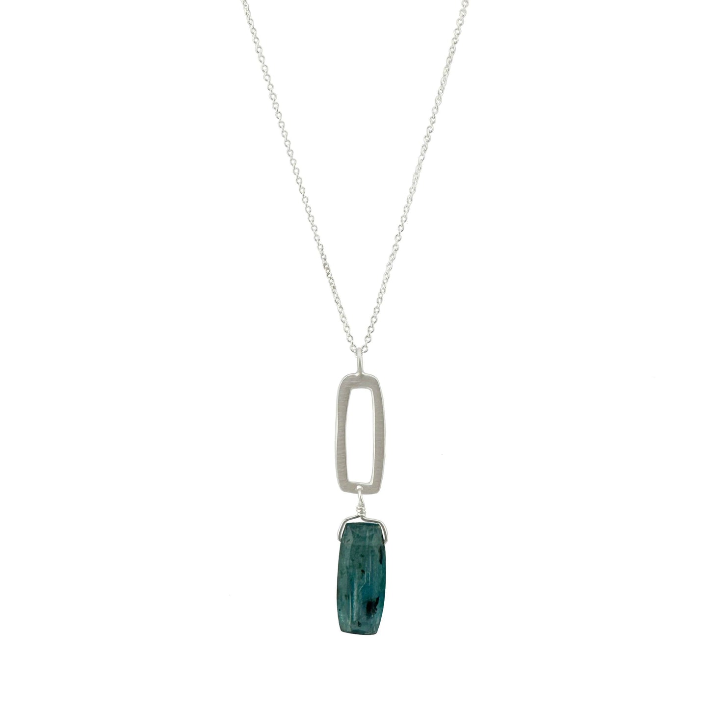 Rectangle w. Blue Kyanite Necklace in Silver or Vermeil