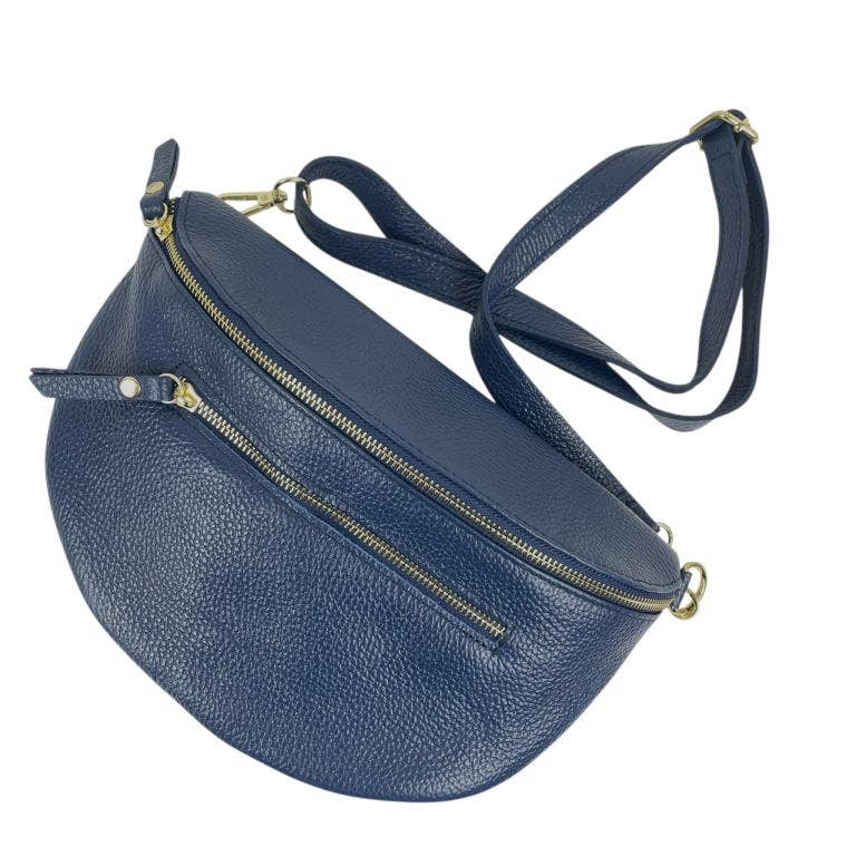 Large Italian Leather Waist/Crossbody Bag with Front Pocket