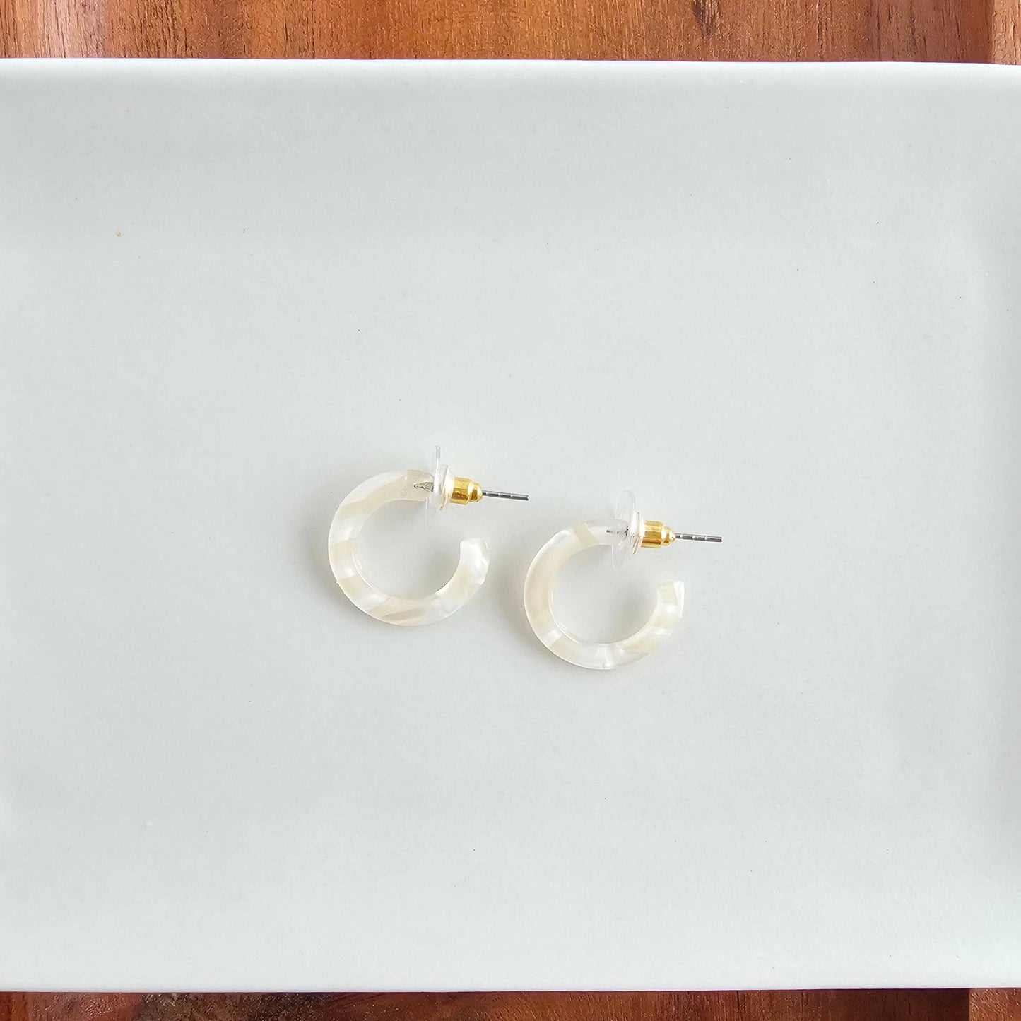 Micro Cam Mini Hoops - Ivory // Spring Summer Earrings