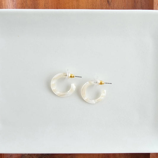 Micro Cam Mini Hoops - Ivory // Spring Summer Earrings