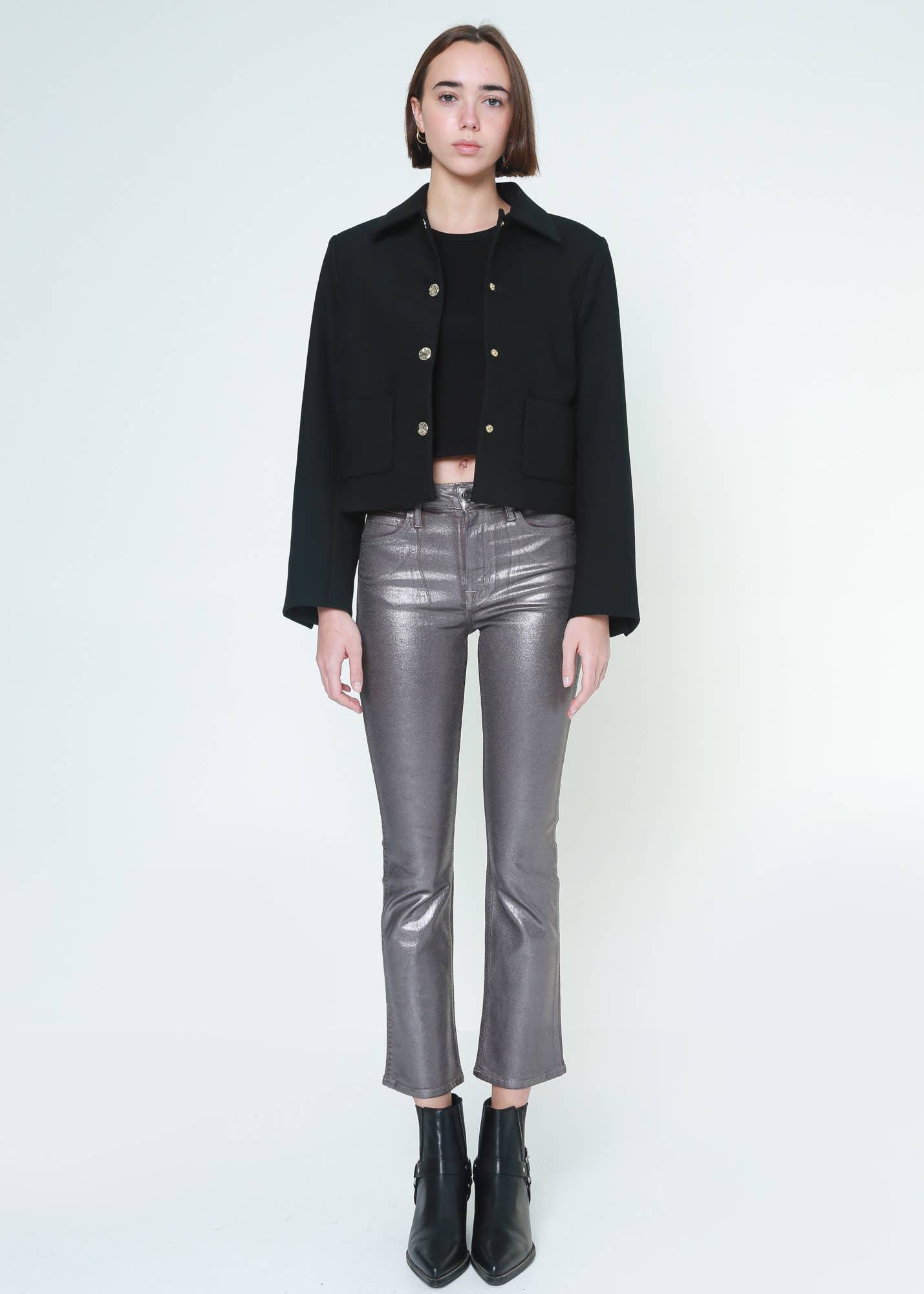 Carla Ankle Bootcut Jeans - Metallic Mauve Coat