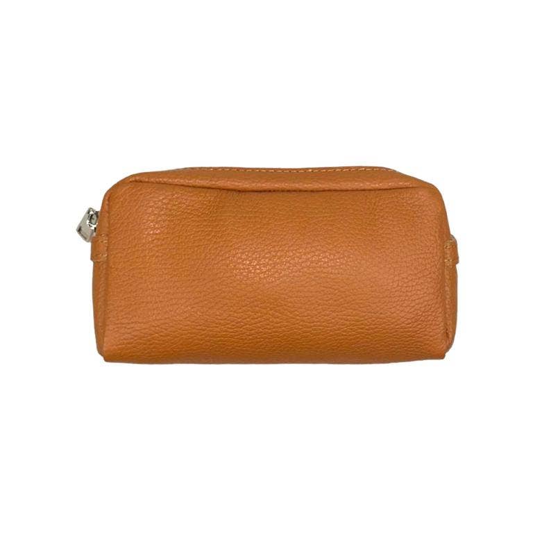 Women's High Quality Zippered Leather Toiletry Bag on Sale