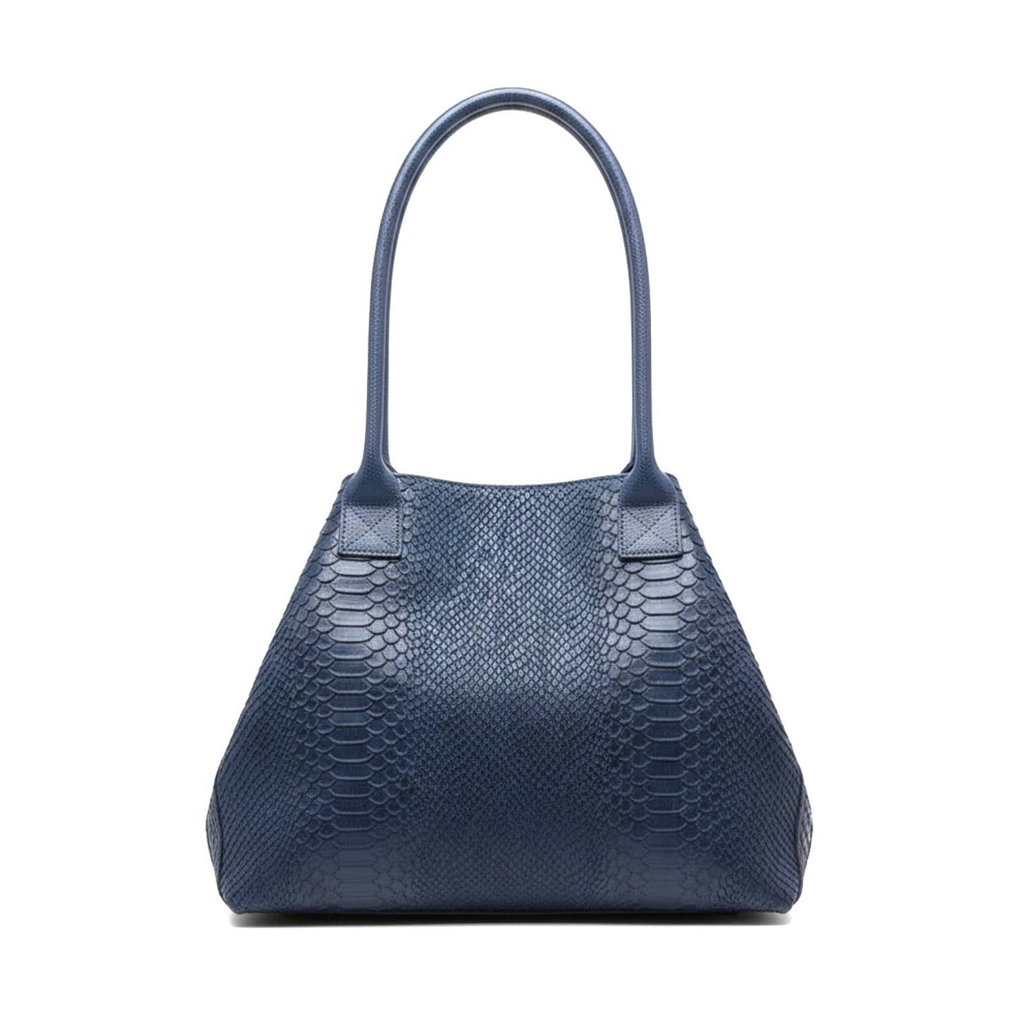 LOLA – Italian Python-Embossed Leather Bag – Navy