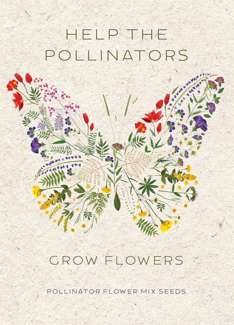 Help Pollinators Kraft Butterfly - Pollinator Wildflower Seed Packets