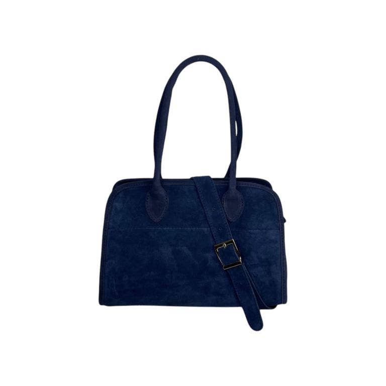 Italian Suede Leather Shoulder Bag with Long Handles