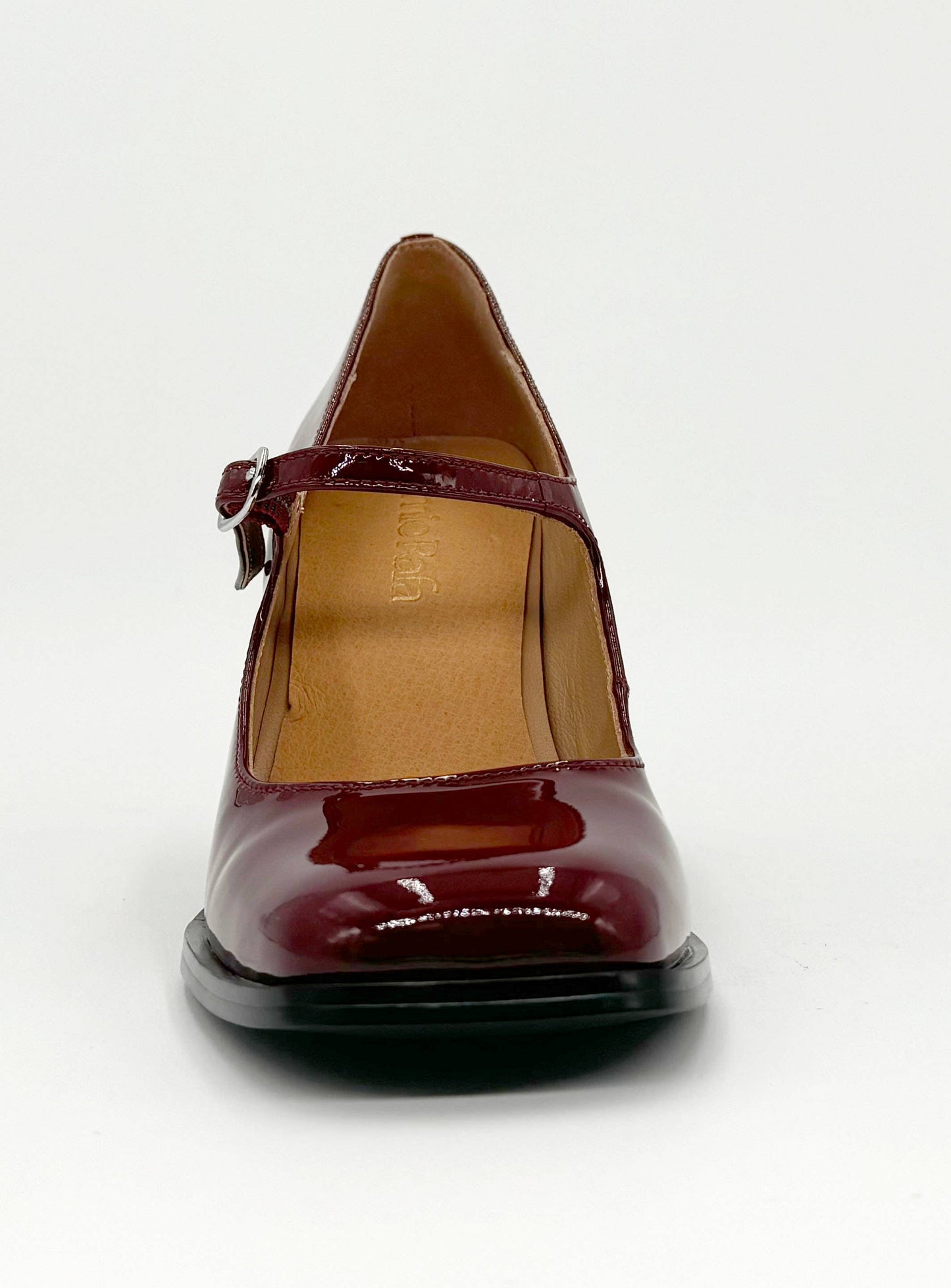 Jackie MaryJane Burgundy Patent Leather Heel