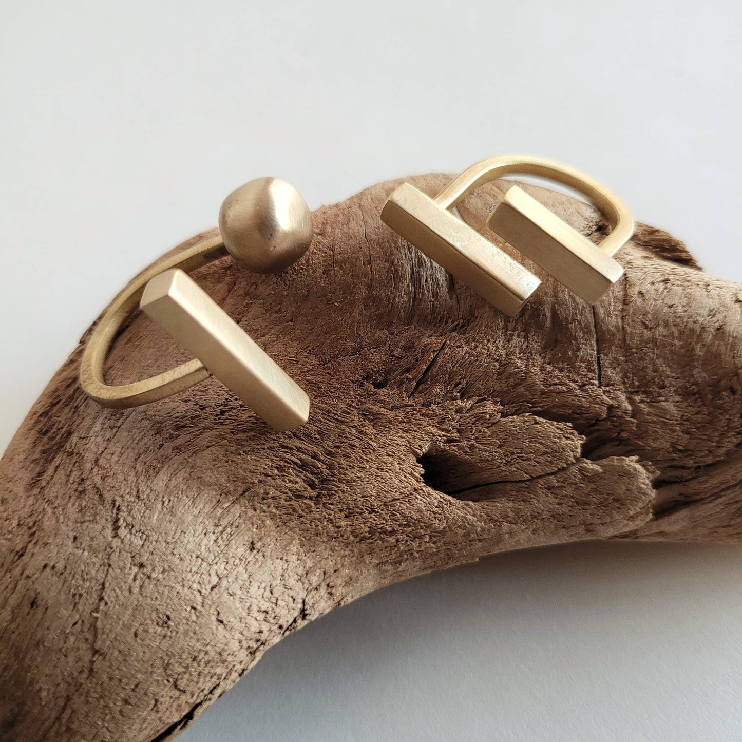 Modern brass rod ring handcrafted adjustable