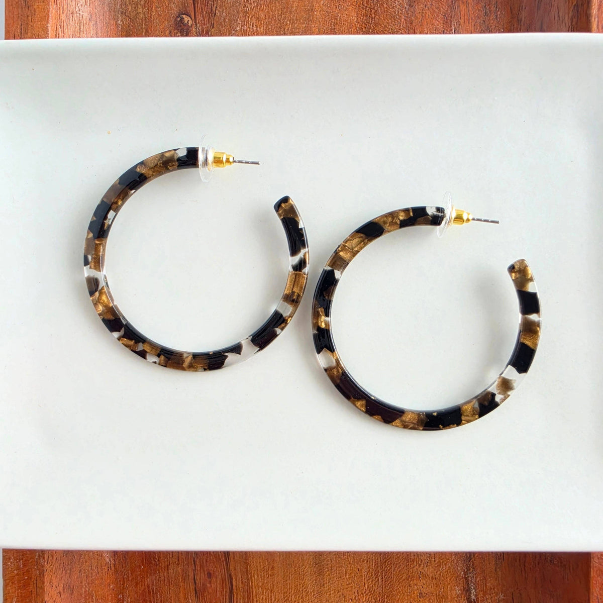 Cameron Hoops - Black & Bronze // Fall, Holiday, Earrings