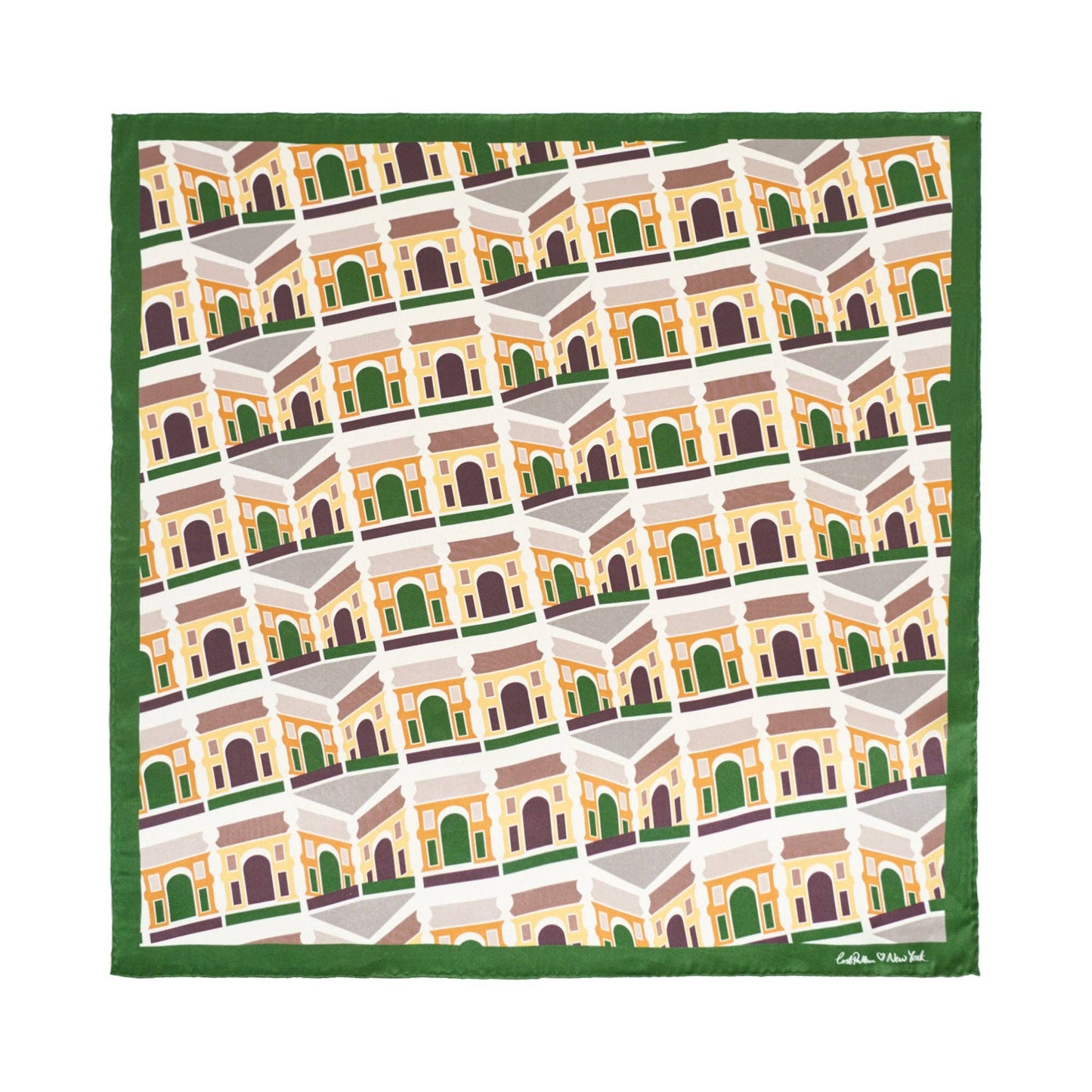 "Square Arch" Silk Bandana Scarf - Green