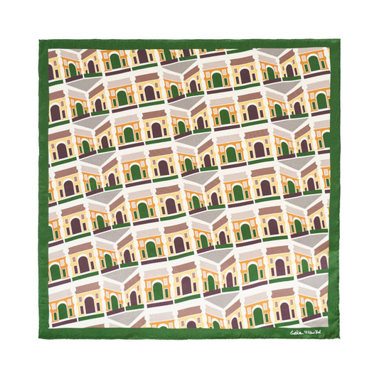 "Square Arch" Silk Bandana Scarf - Green