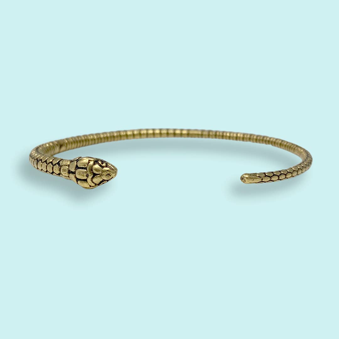 Gold Open Snake Bangle Bracelet