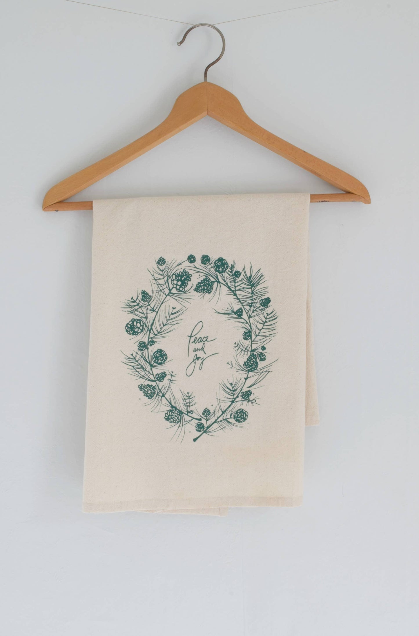 Holiday Tea Towel, Peace and Joy (Green)