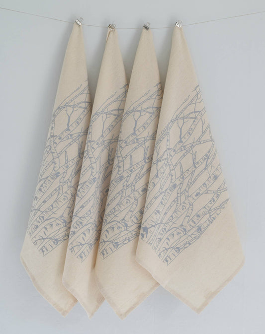 Organic Cotton Napkins - Birch Tree in Grey - Set of 4