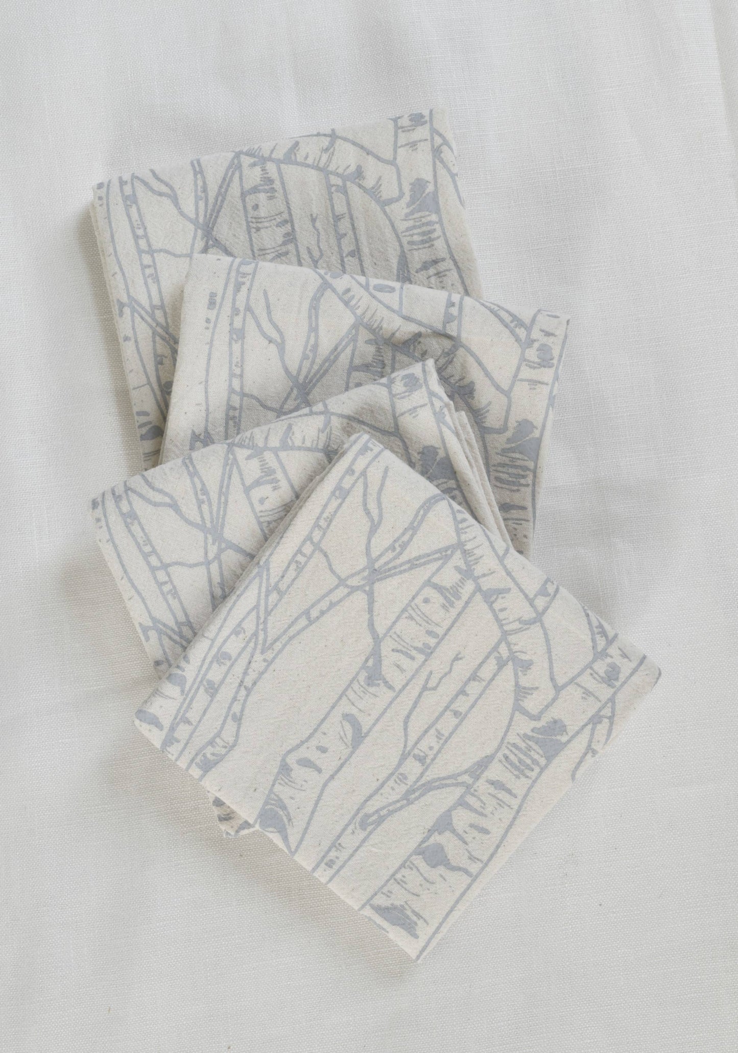 Organic Cotton Napkins - Birch Tree in Grey - Set of 4