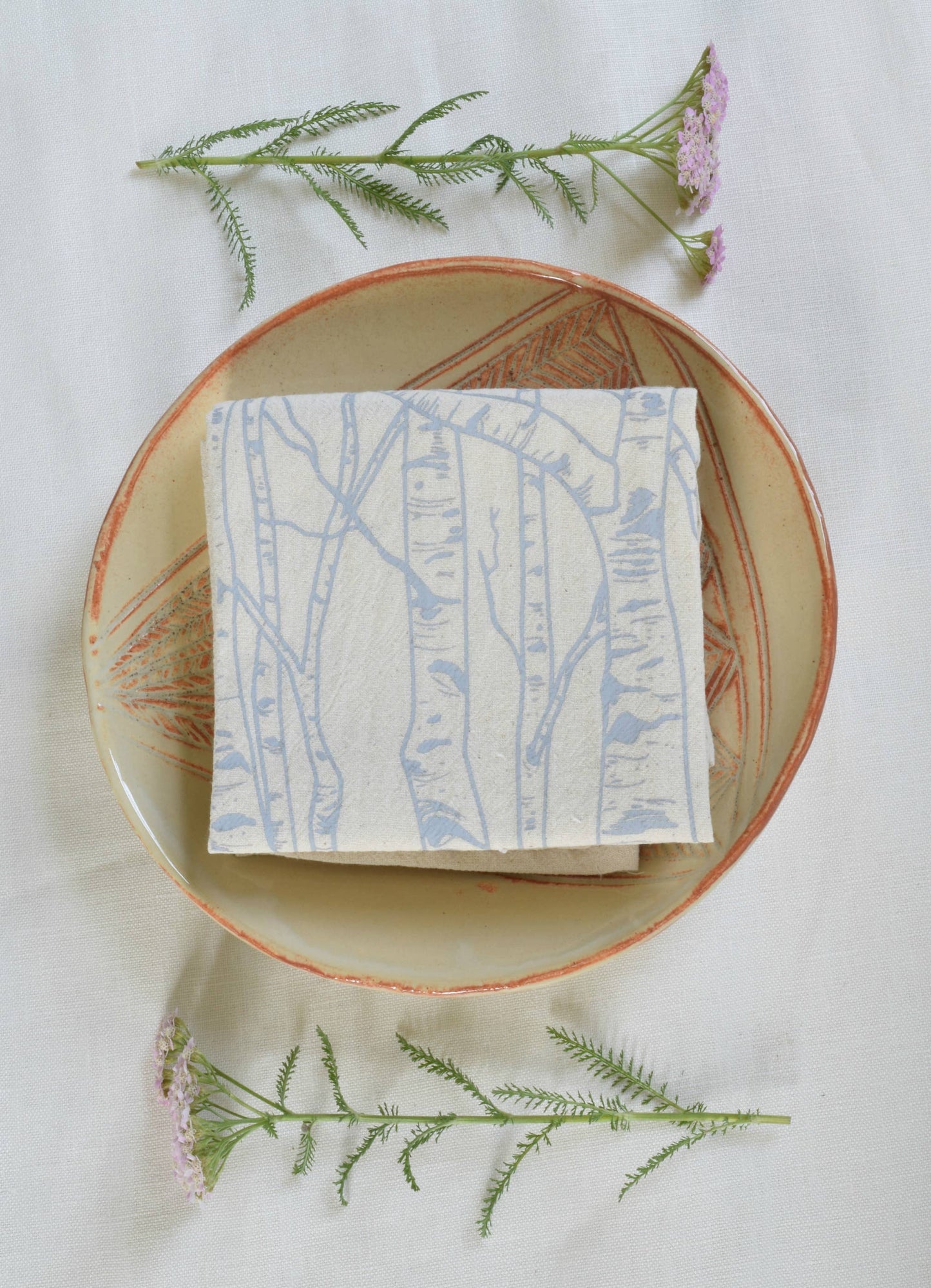 Organic Cotton Napkins - Birch Tree in Grey - Set of 4