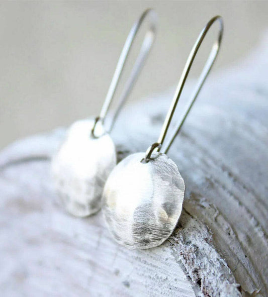 Sterling Silver Hammered Round Discs | Convex