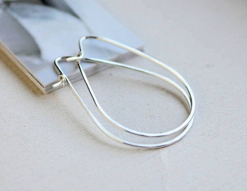 Teardrop Hoop Earrings | Sterling Silver