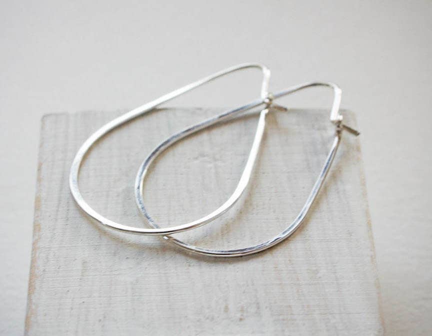 Teardrop Hoop Earrings | Sterling Silver