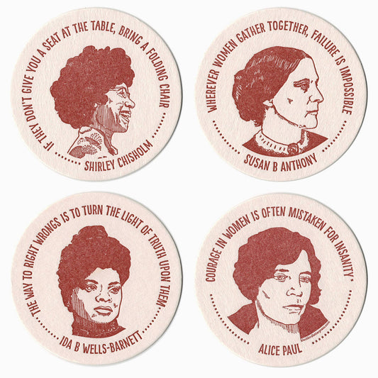 Inspiring Women Coasters set-dark red