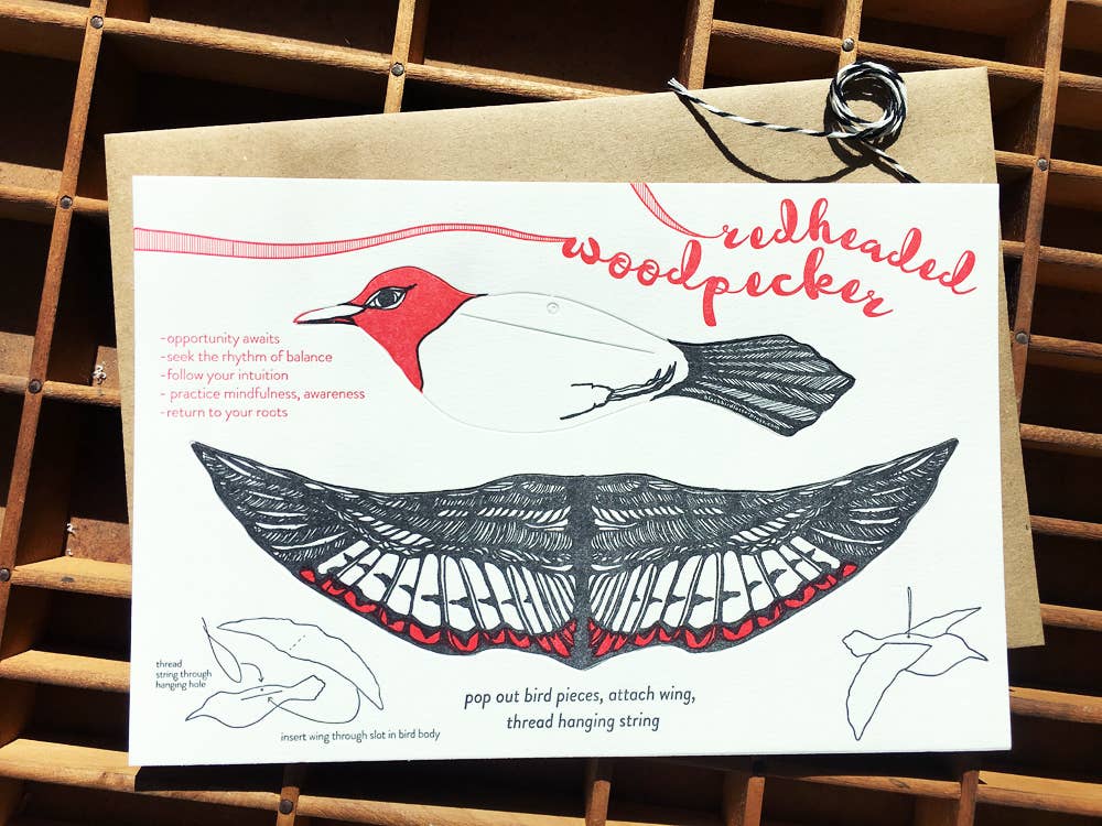 Woodpecker pop-out bird card