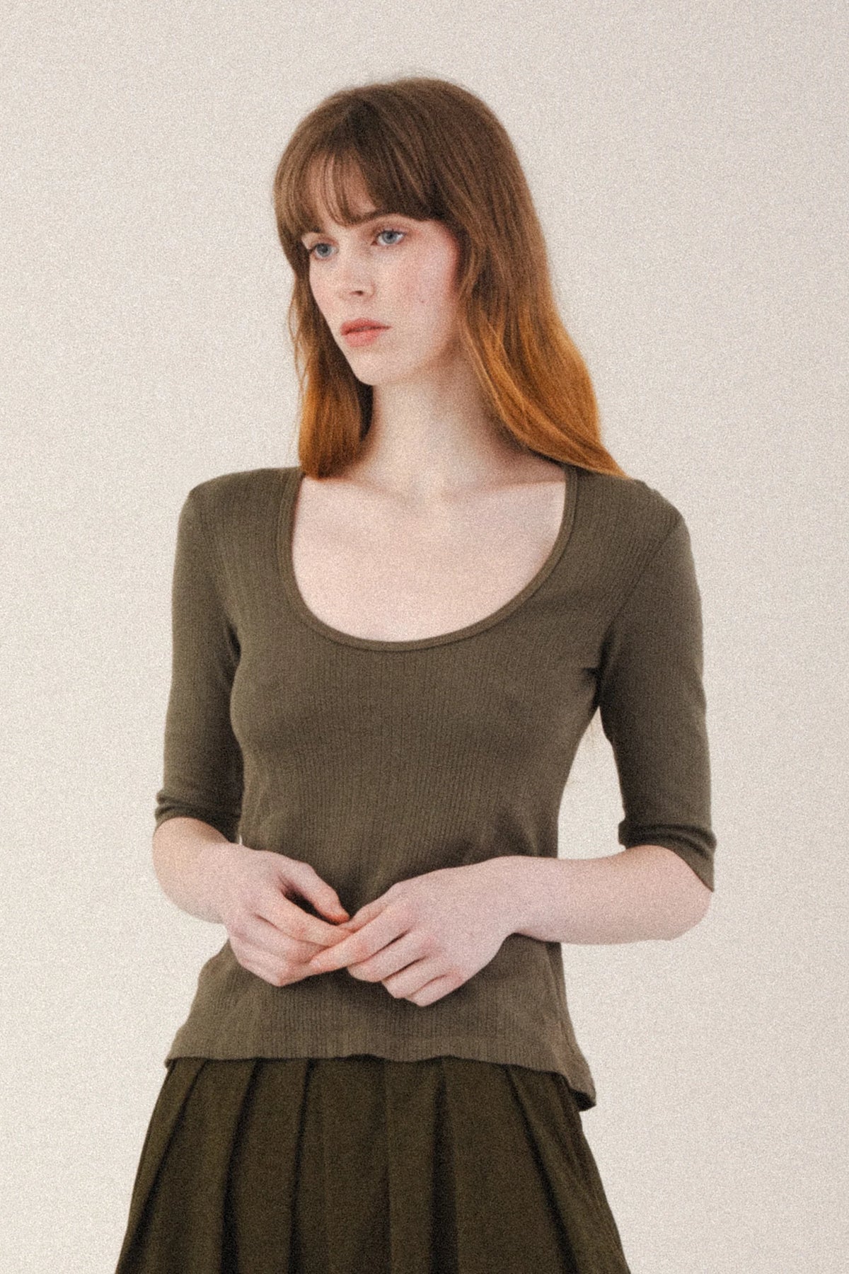Prairie Underground Pointelle Scoop Top | Olive