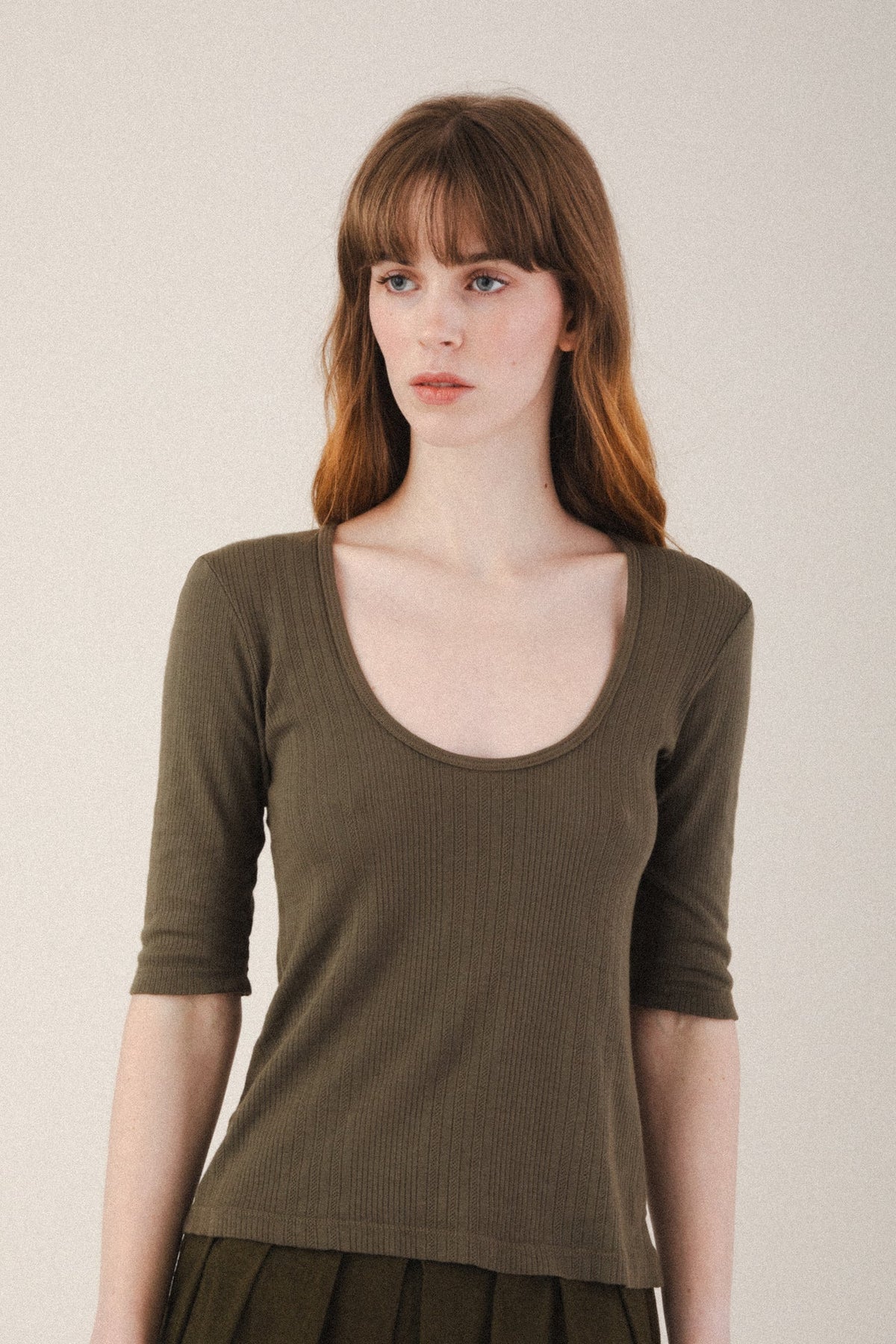 Prairie Underground Pointelle Scoop Top | Olive