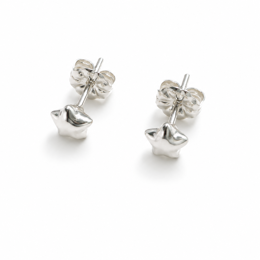 Puffy Star Stud Earring in Sterling Silver