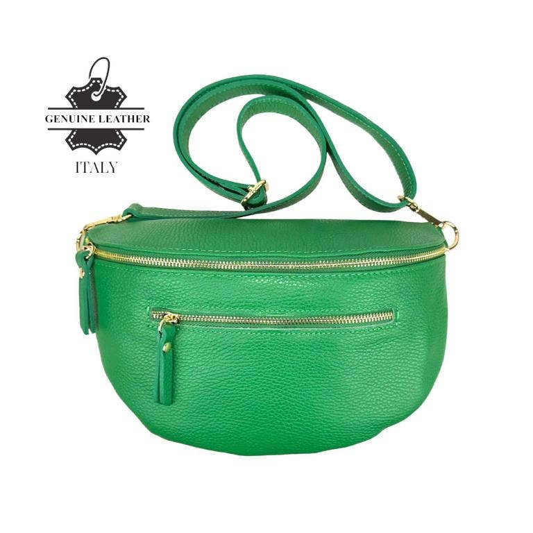 Large Italian Leather Waist/Crossbody Bag with Front Pocket