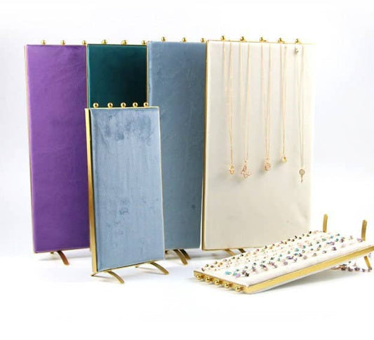 Vintage Inspired 2-Sided Velvet Jewelry Display Panel Stand