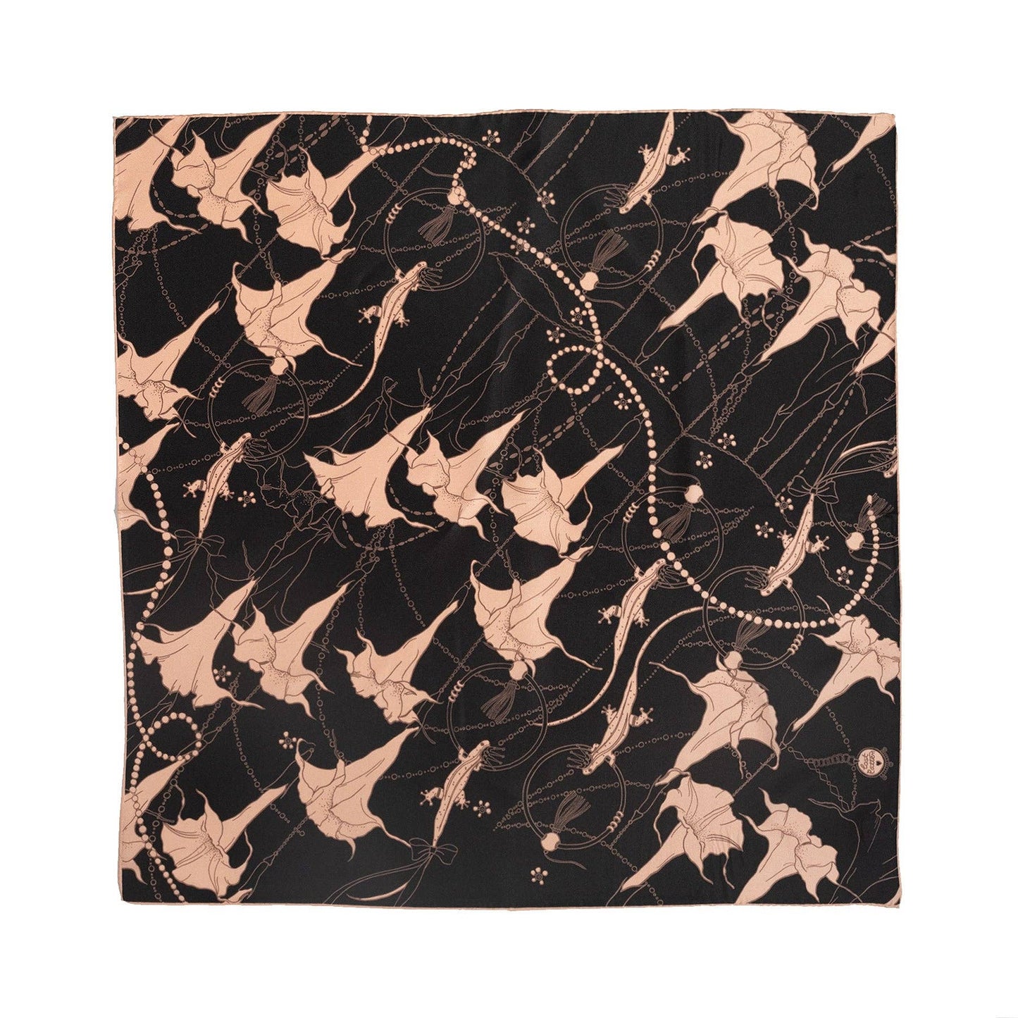 "Datura" Silk Bandana Scarf - Espresso