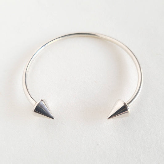 Silver plated spike bangle cuff bracelet
