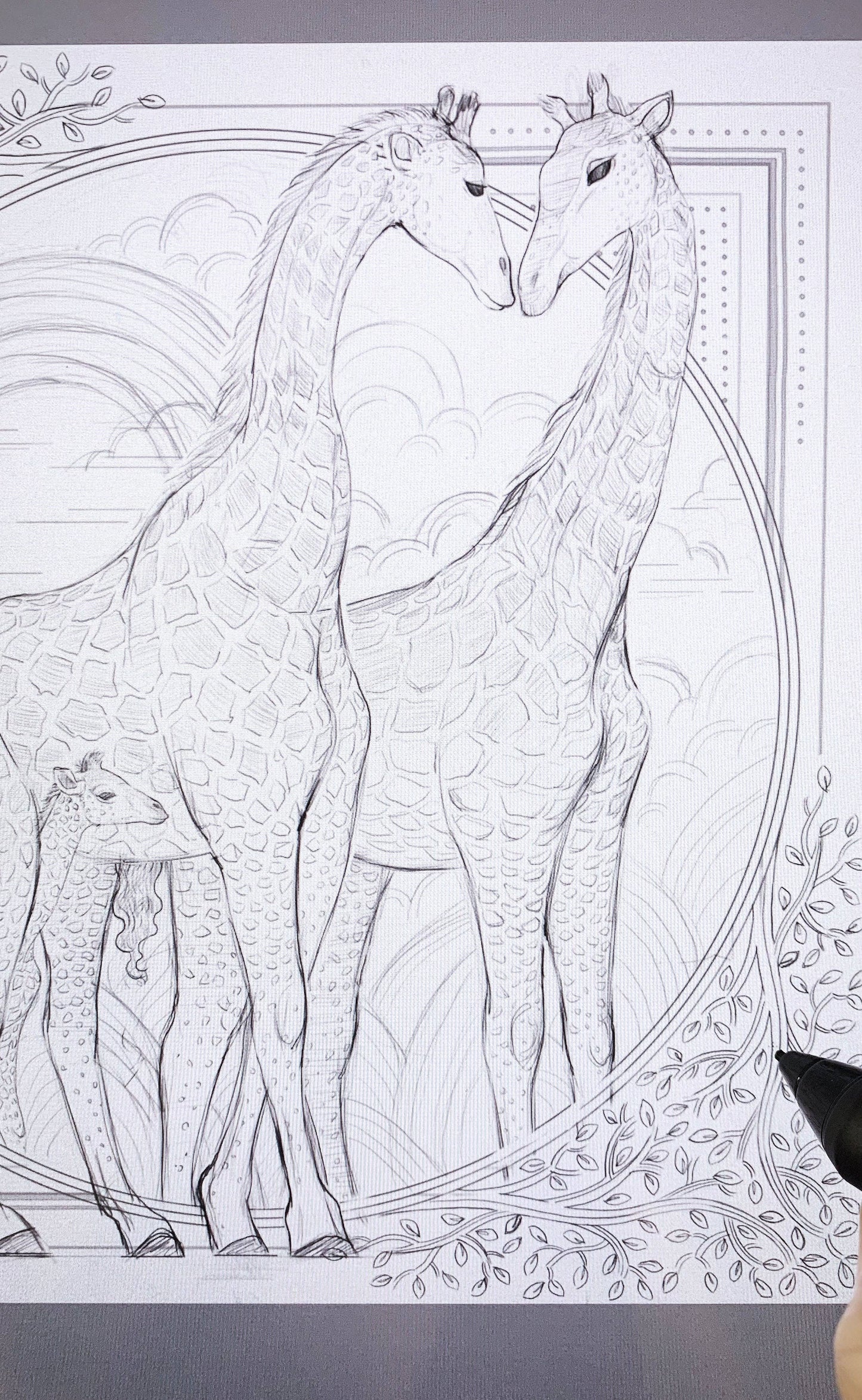 Giraffe, "Surya" in the Grassland Bandana Scarf (Olive Green)