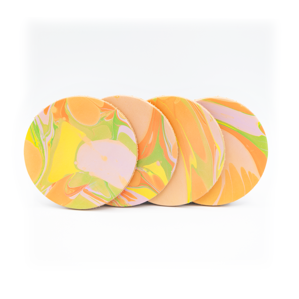 Coaster Set - Marbled Colorful