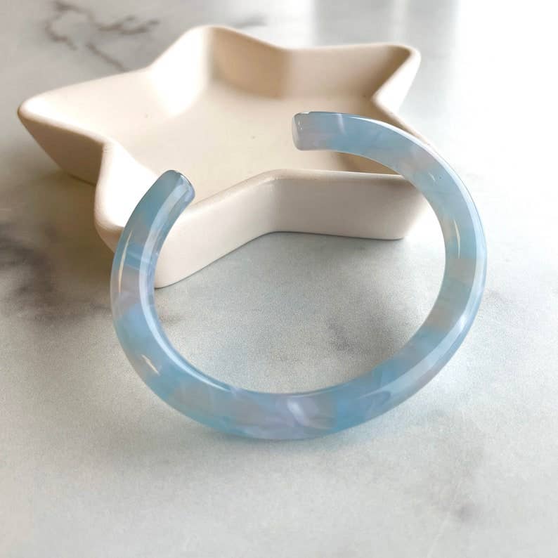 Lush Bangle Cuff in Sky, Peach and Lily Pad