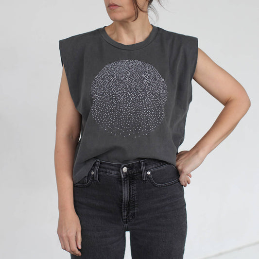 Snow Globe Full Moon Womens 100% Cotton Muscle Tank Black