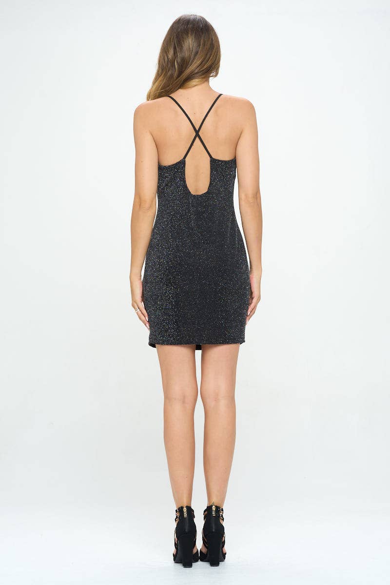 Lurex Spandex Knit Bodycon Dress w/ Open Back (Made in USA)