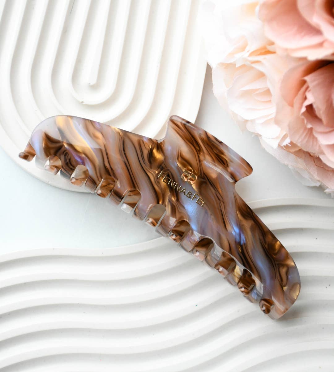 Glamour Grip XL Claw in Ametrine | Bronze Gold Lavender | Italian Acetate Tortoise Shell XL Hair Clip