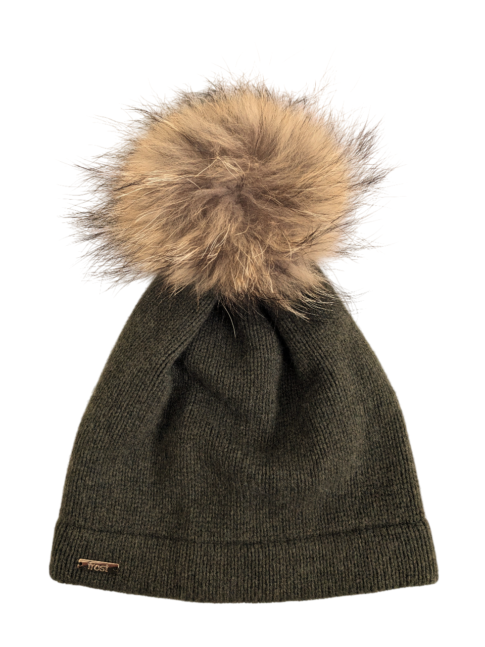 50% Cashmere 50% Merino Knitted Hat, Detachable Fur Pompom