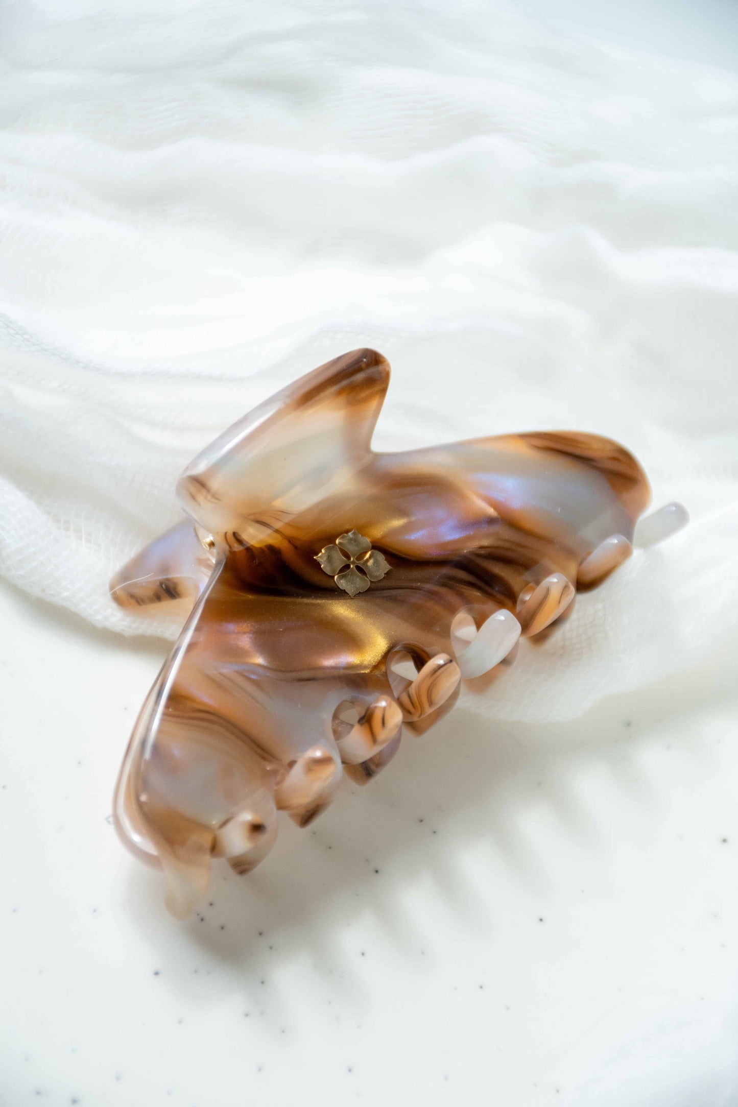 Glamour Grip Mini Claw in Ametrine | Bronze Gold Lavender | Italian Acetate Tortoise Shell Small Hair Clip