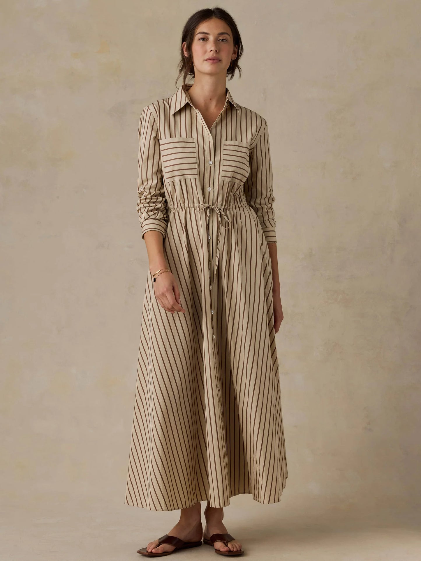 Coastal Poplin Catalina Dress | Drift Sand Stripe