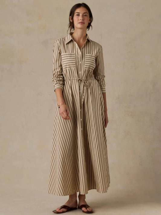 Coastal Poplin Catalina Dress | Drift Sand Stripe