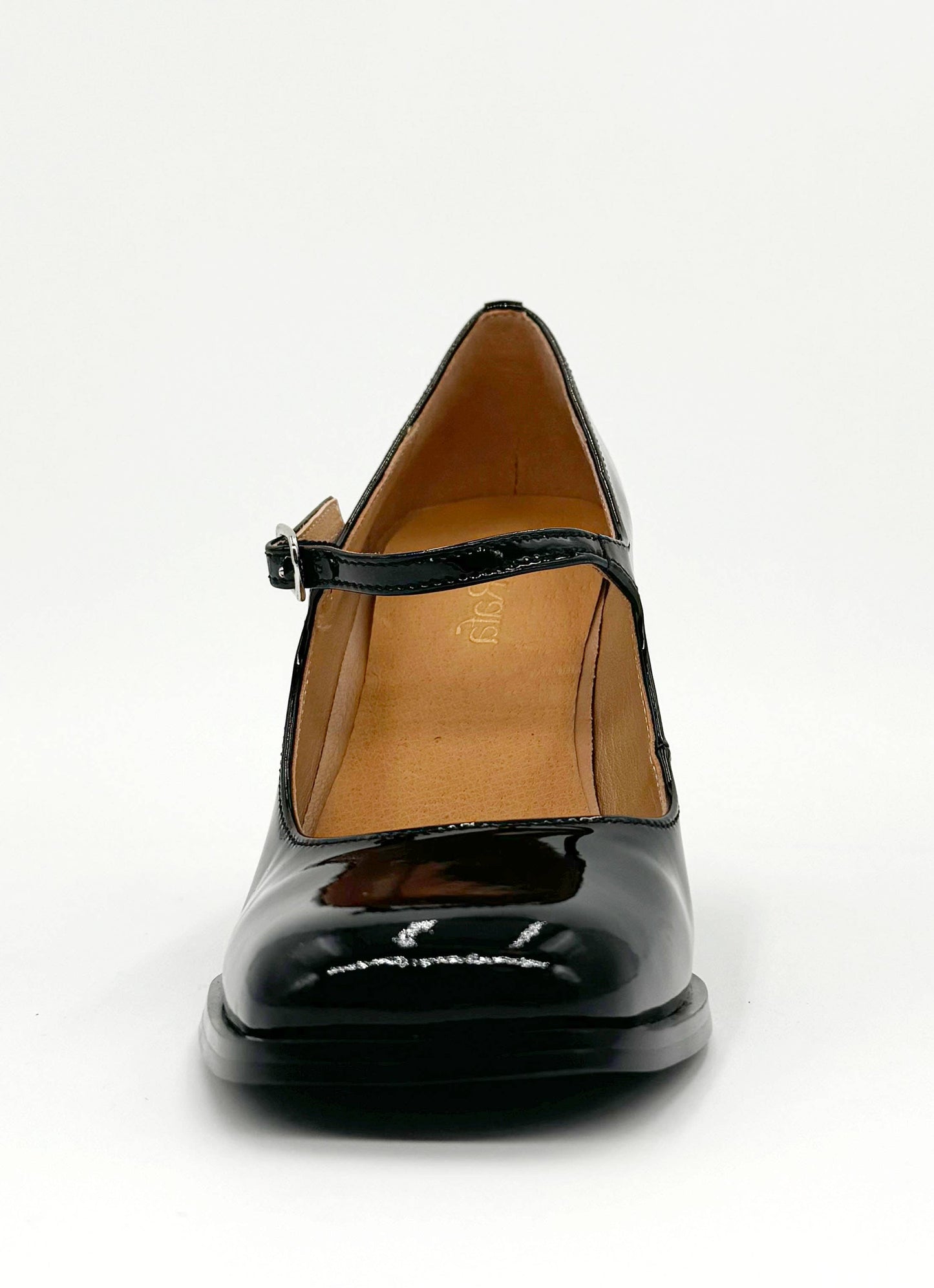 Jackie MaryJane Black Patent Leather Heel