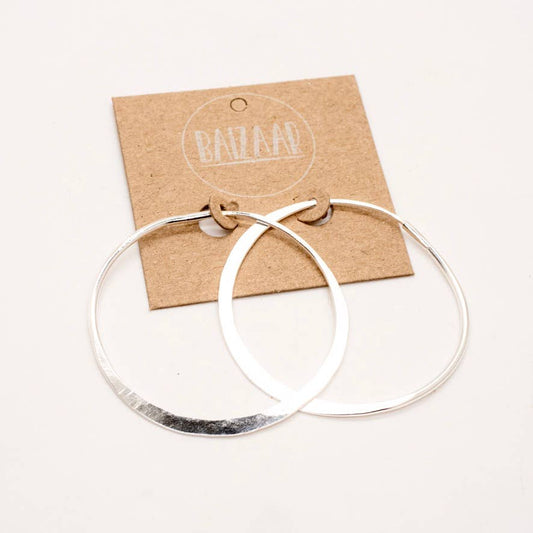 Sterling Silver Brushed Hoop Earring - BR6