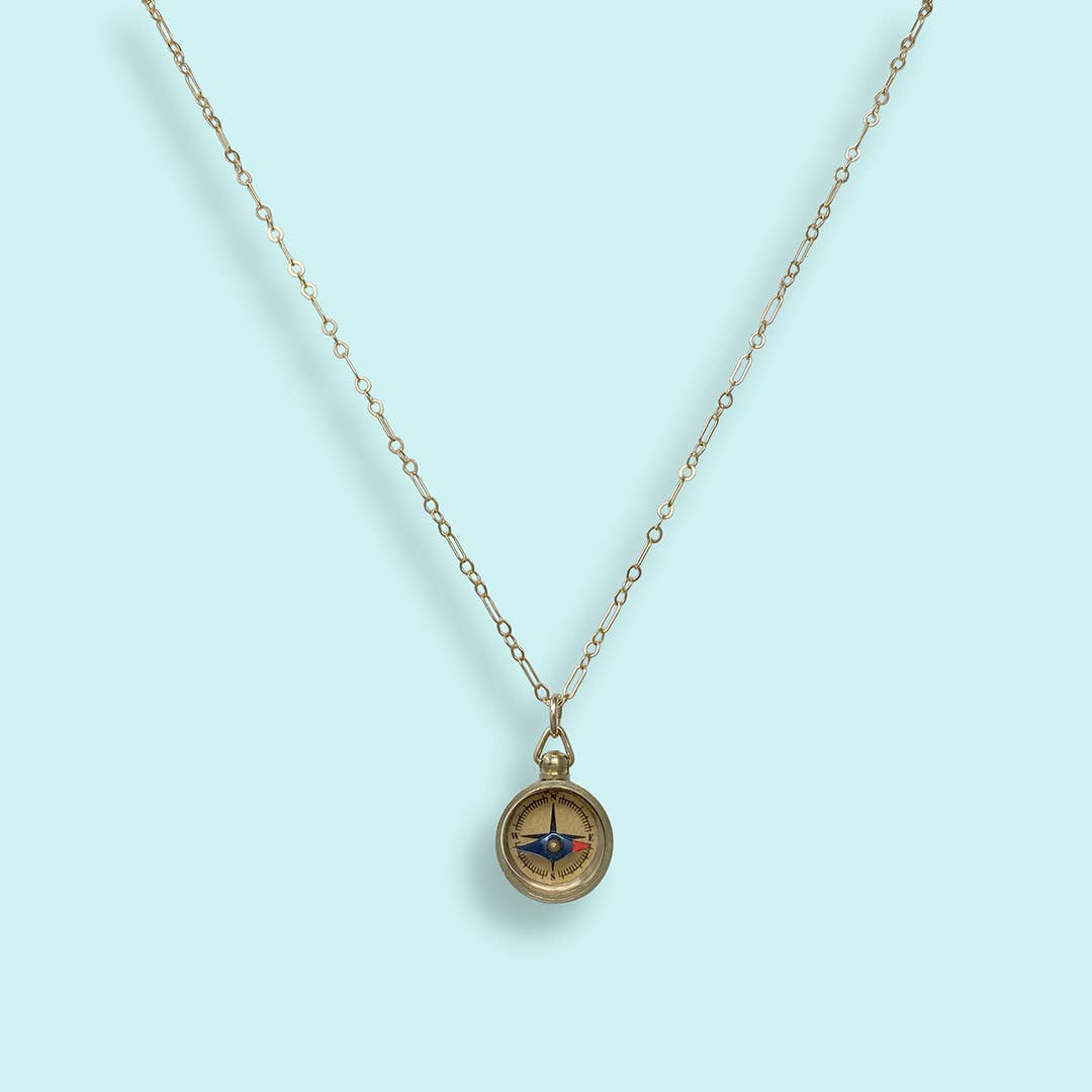 Tiny Compass Necklace - Gold Filled Chain