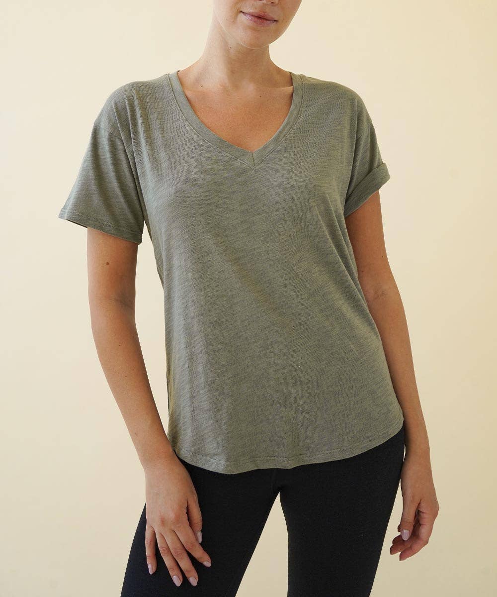 COTTON V NECK TOP