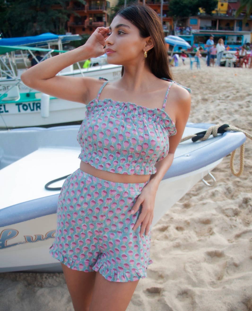 Isla Crop Top and Ruffle Shorts (Lotus)