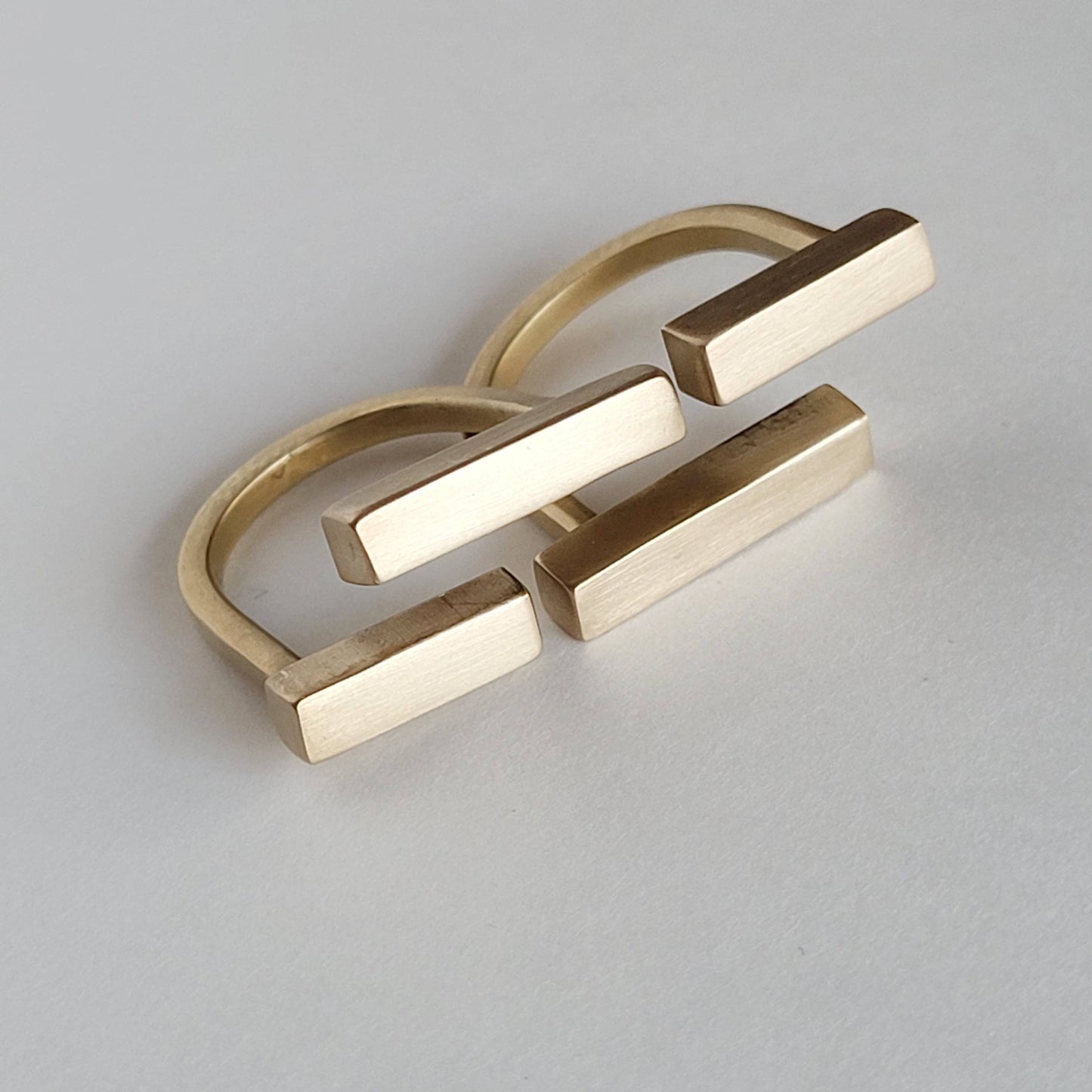 Modern brass rod ring handcrafted adjustable