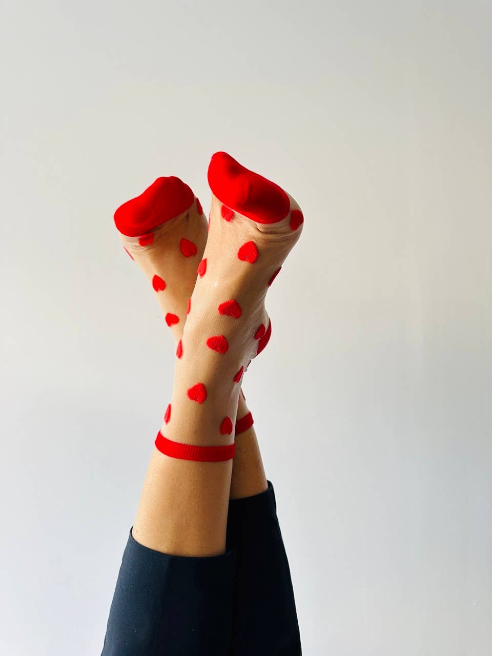 Laure socks with red hearts - ankle socks