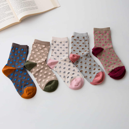 Silk Blend Polka Dot Crew Socks – Soft & Breathable
