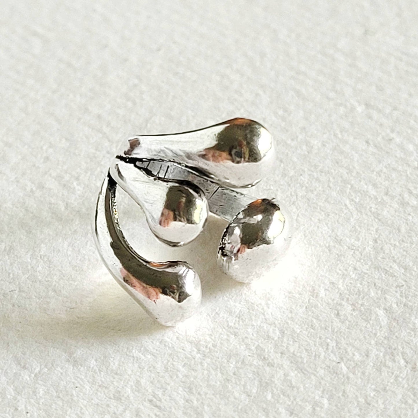 Silver ring molten cluster handmade